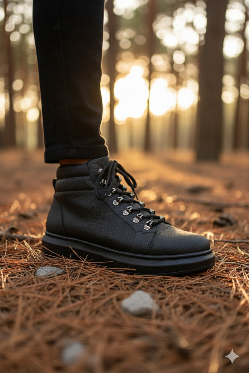 ZRJ206 Bağcıklı Siyah Erkek Spor Bot