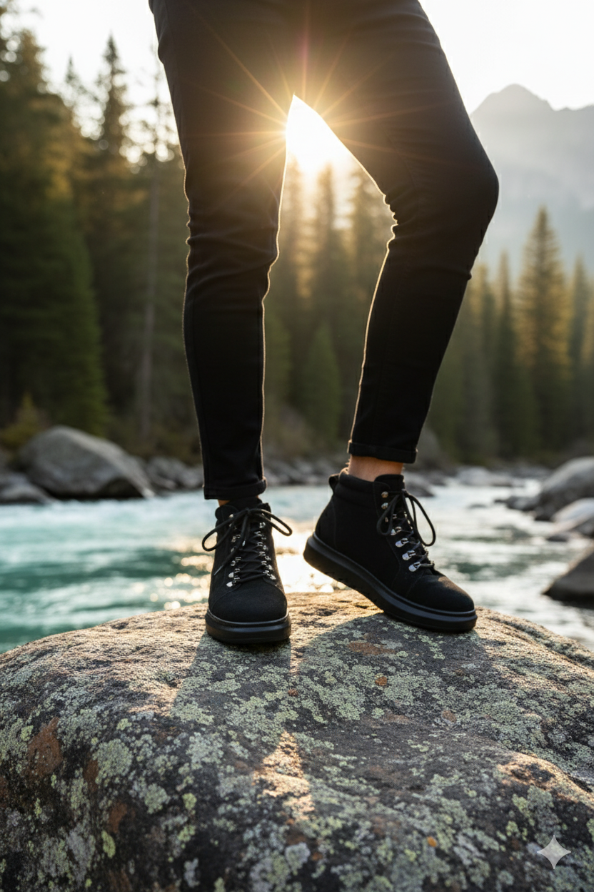 ZRJ206 Bağcıklı Siyah Süet Erkek Spor Bot