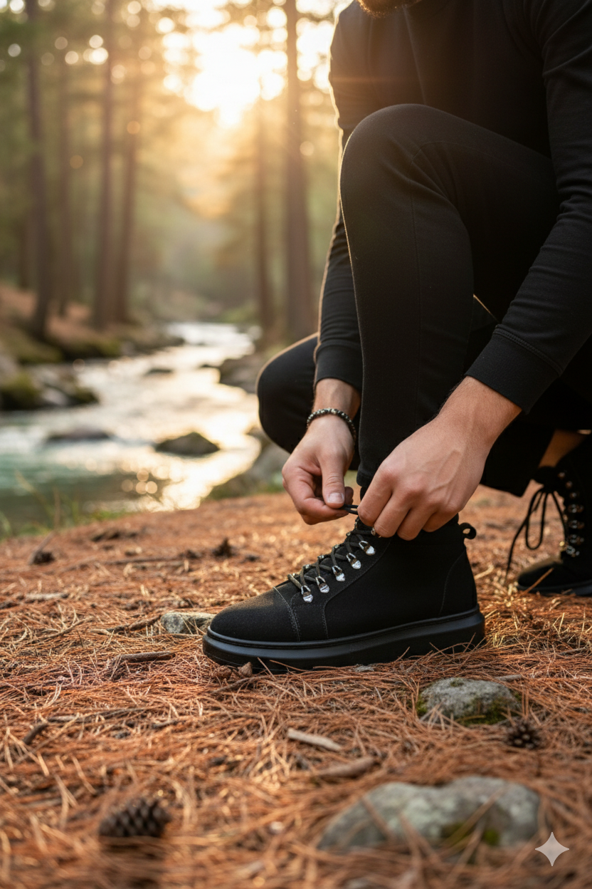 ZRJ206 Bağcıklı Siyah Süet Erkek Spor Bot