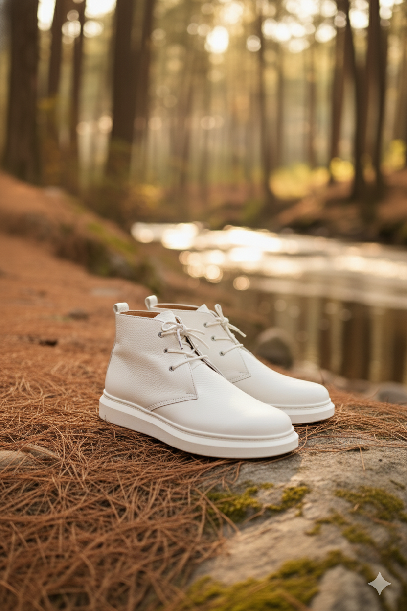 ZRJ207 Bağcıklı Ortopedik Taban Beyaz Erkek Spor Bot