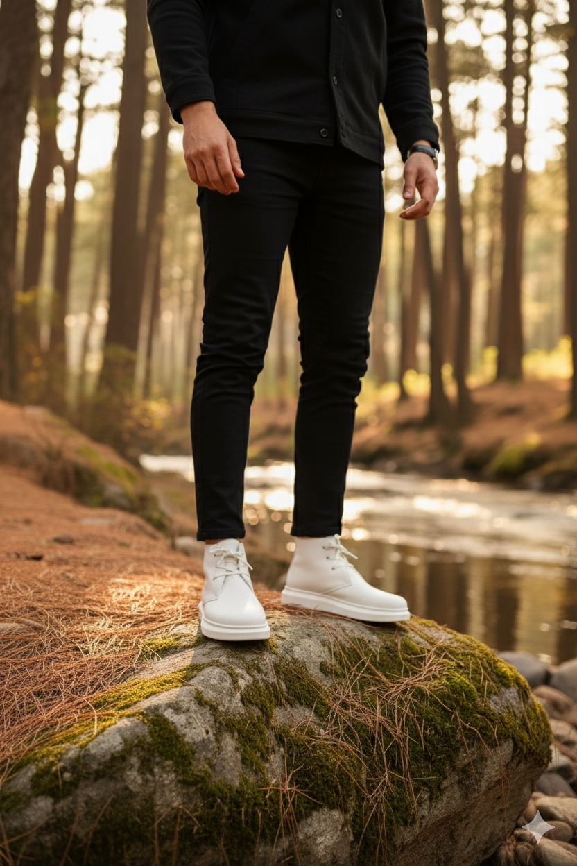 ZRJ207 Bağcıklı Ortopedik Taban Beyaz Erkek Spor Bot