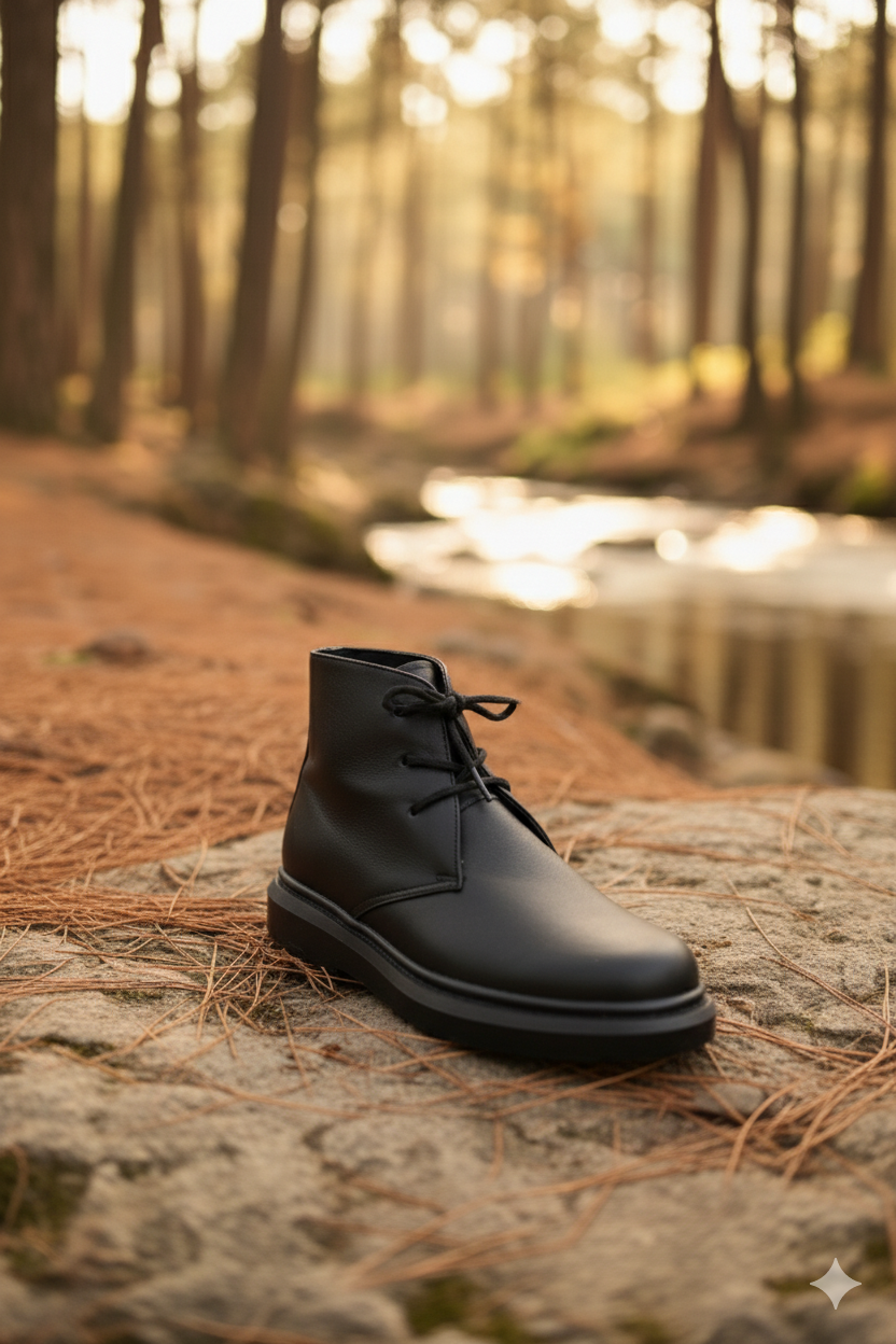 ZRJ207 Bağcıklı Ortopedik Taban Siyah Erkek Spor Bot