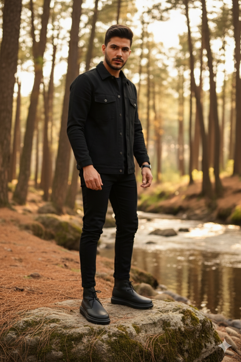 ZRJ207 Bağcıklı Ortopedik Taban Siyah Erkek Spor Bot