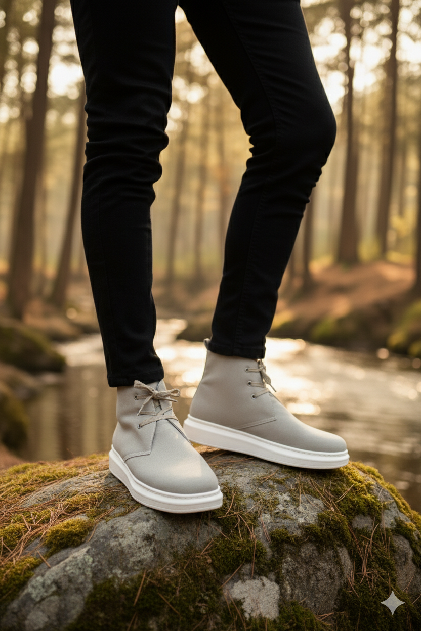 ZRJ207 Bağcıklı Ortopedik Taban Gri Süet Erkek Spor Bot