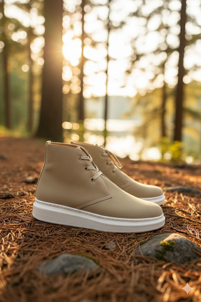 ZRJ207 Bağcıklı Ortopedik Taban Krem Süet Erkek Spor Bot