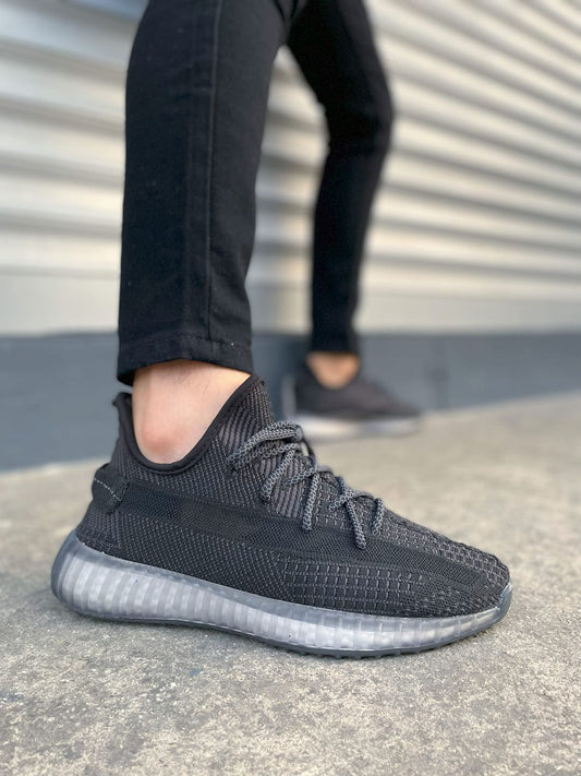 JY305 Pulse Bağcıklı Triko Unisex Günlük Spor Ayakkabı - Siyah Beyaz