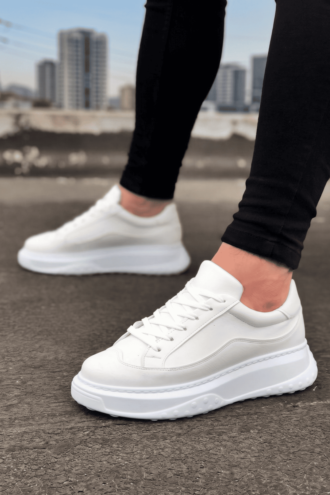 Alone Premium Kalite Bağcıklı Günlük Erkek Beyaz Sneaker