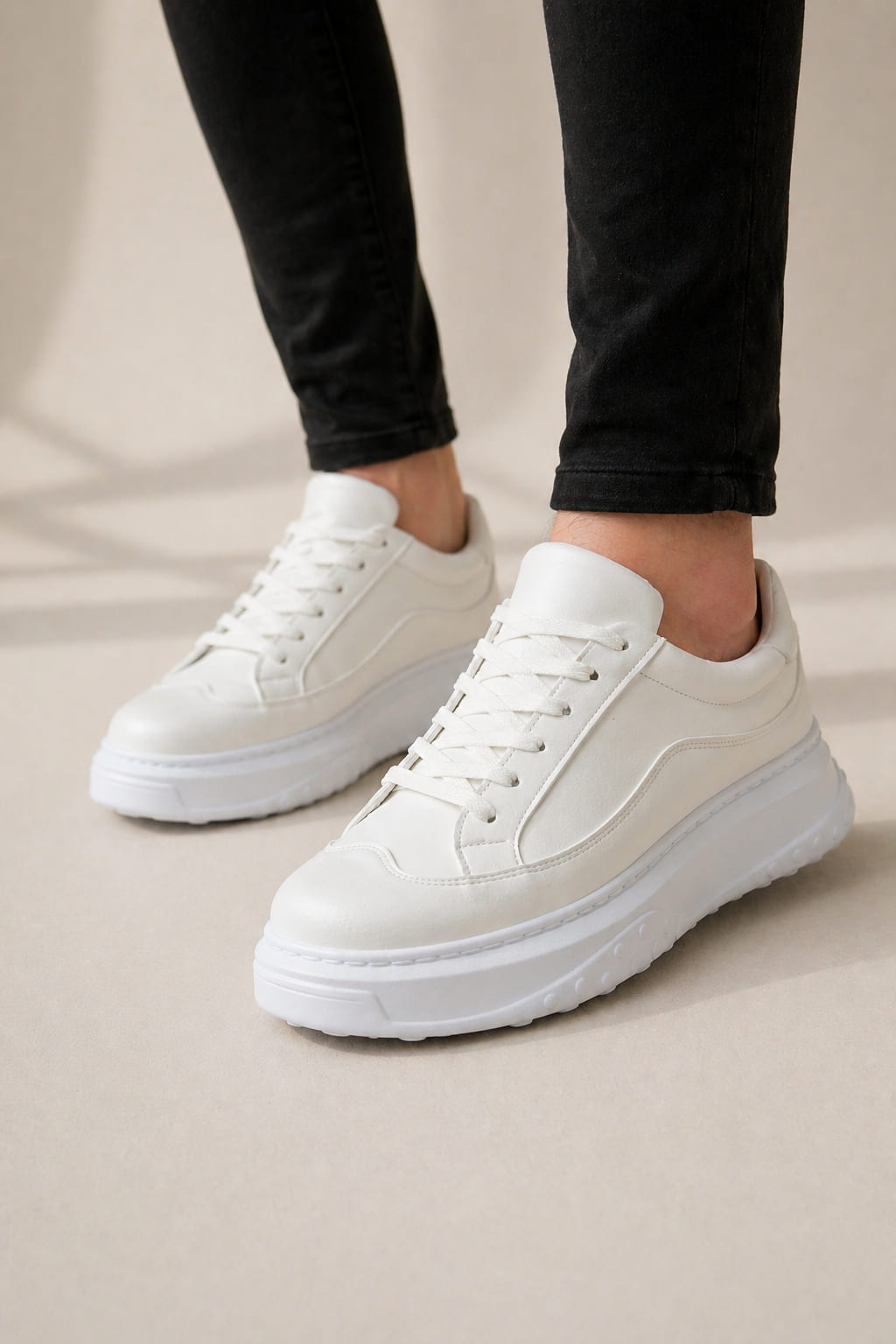 ZRJ507 Premium Comfort Bağcıklı Erkek Günlük Sneaker Beyaz