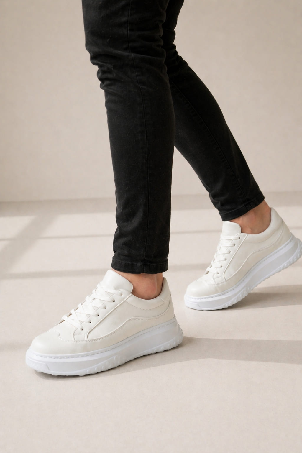 ZRJ507 Premium Comfort Bağcıklı Erkek Günlük Sneaker Beyaz