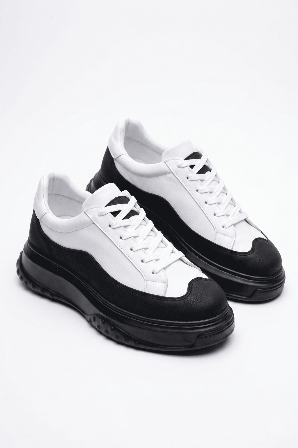 ZRJ507 Premium Comfort Bağcıklı Erkek Günlük Sneaker Beyaz Siyah
