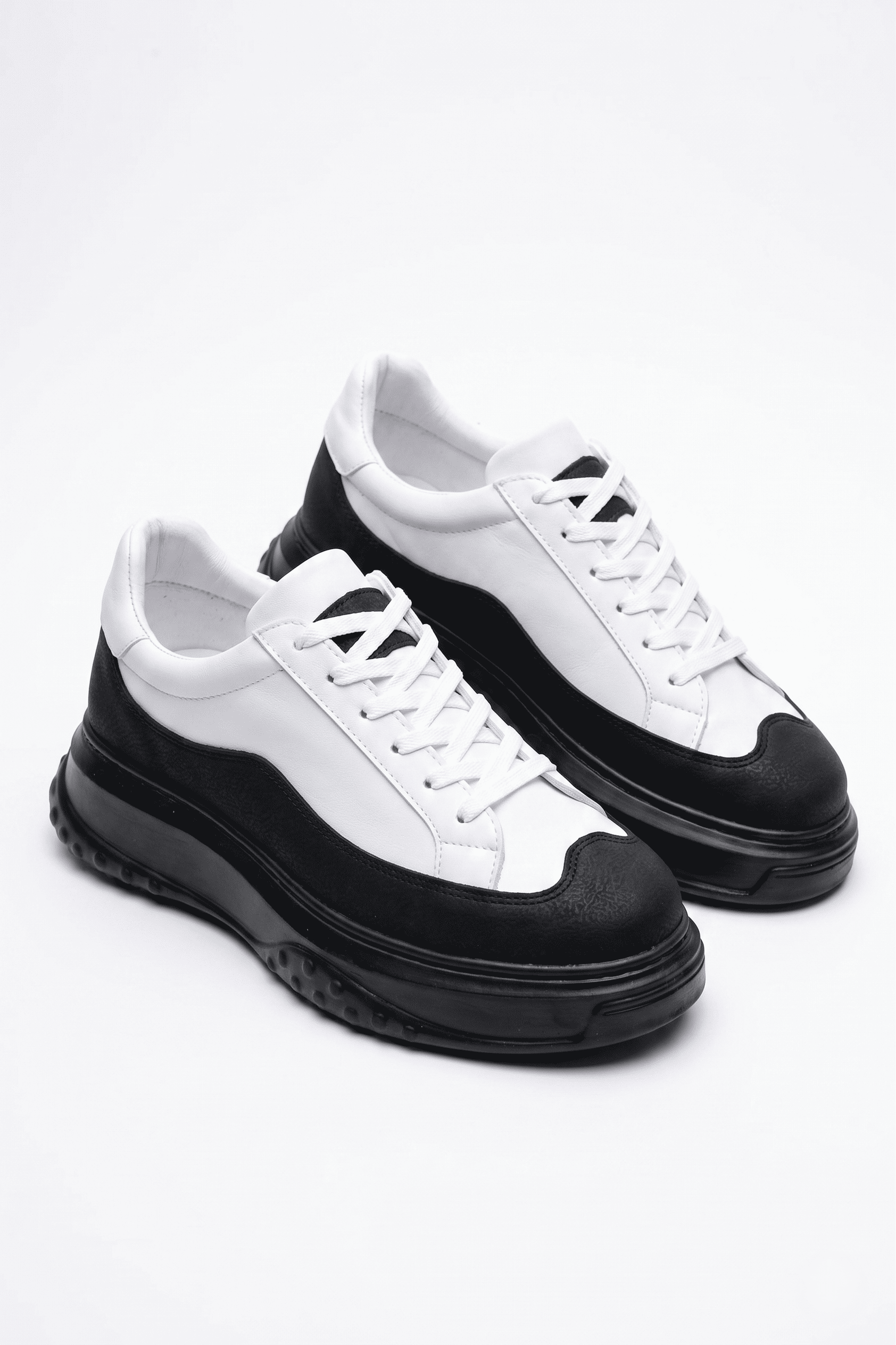 ZRJ507 Premium Comfort Bağcıklı Erkek Günlük Sneaker Beyaz Siyah
