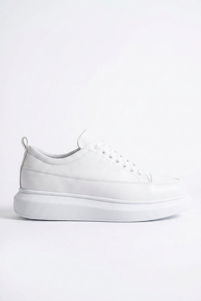 Drake Yüksek Kalite Bağcıklı Kalın Taban Erkek Günlük Sneaker Beyaz