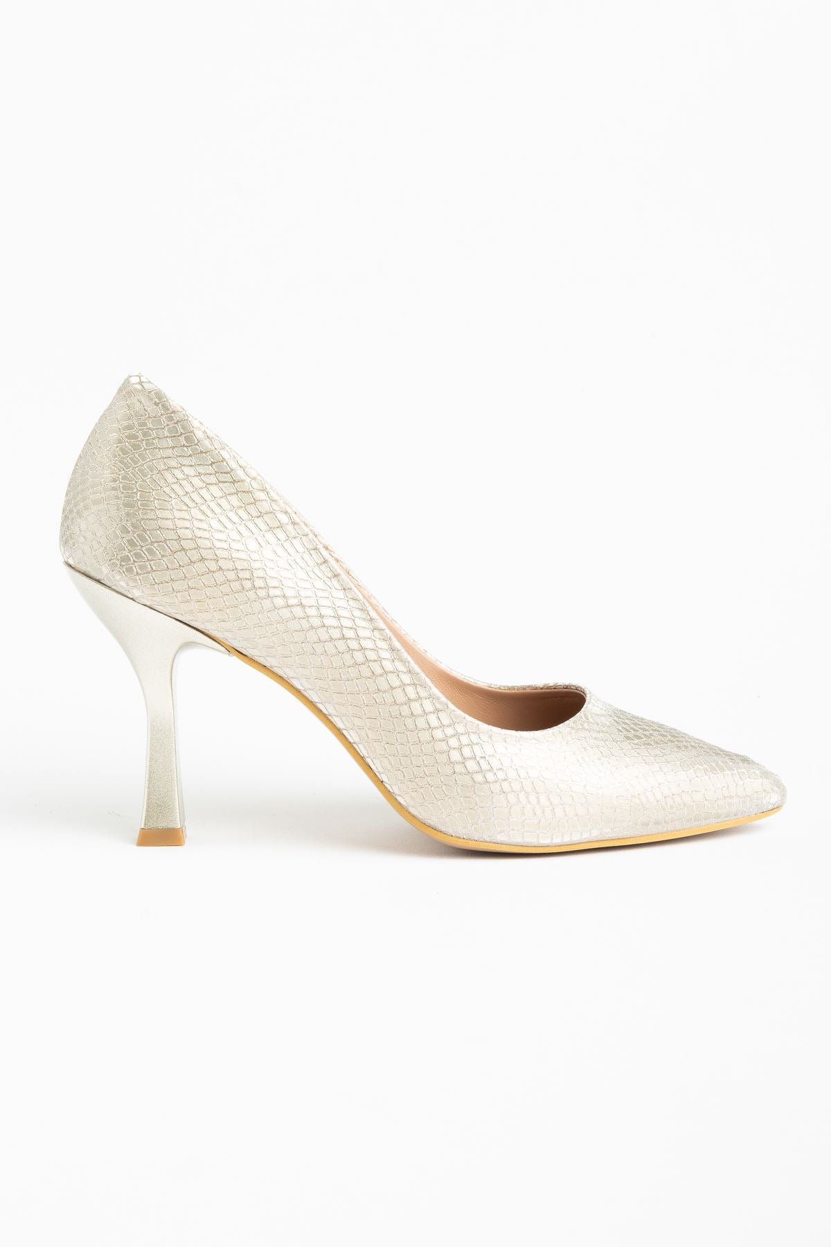 ZRİN-114 Premium Gold Pul Desenli Sivri Burunlu Stiletto 9 cm