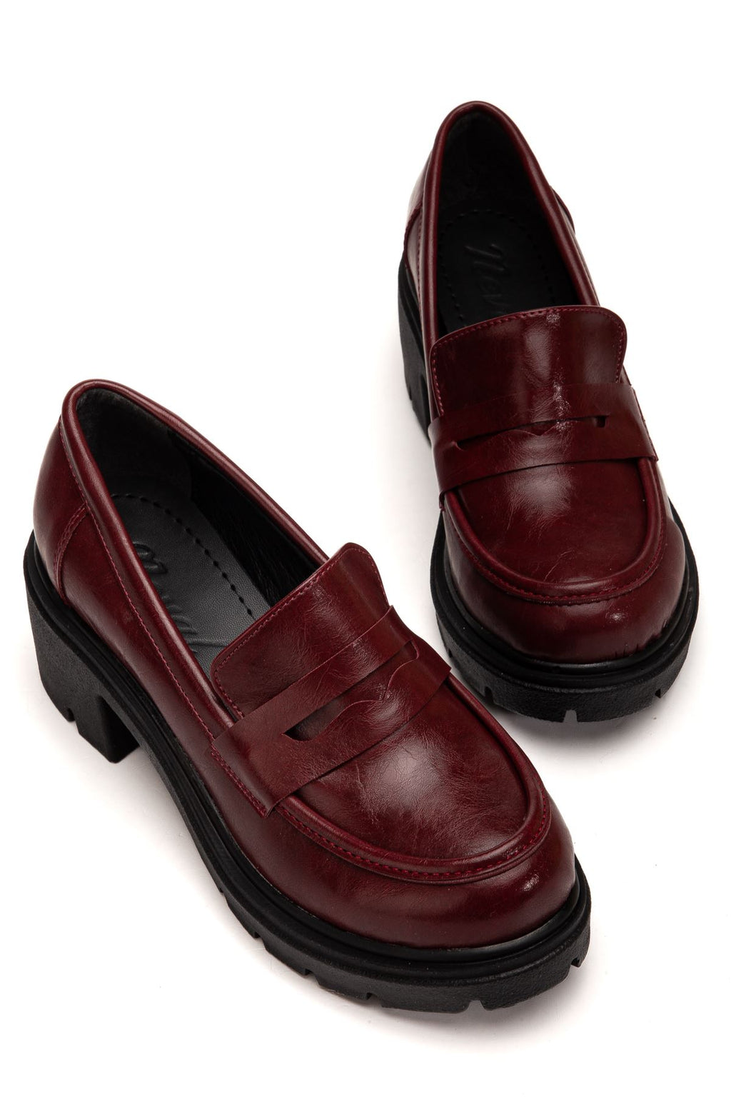 ZRİN-K-706 Premium Bordo Kırışık Rugan Ortopedik Yüksek Tabanlı Loafer