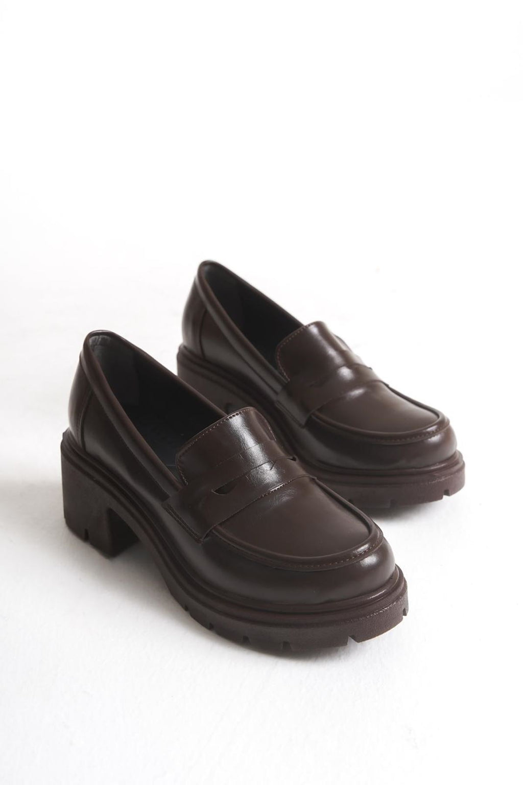 ZRİN-K-706 Premium Kahve Kırışık Rugan Ortopedik Yüksek Tabanlı Loafer