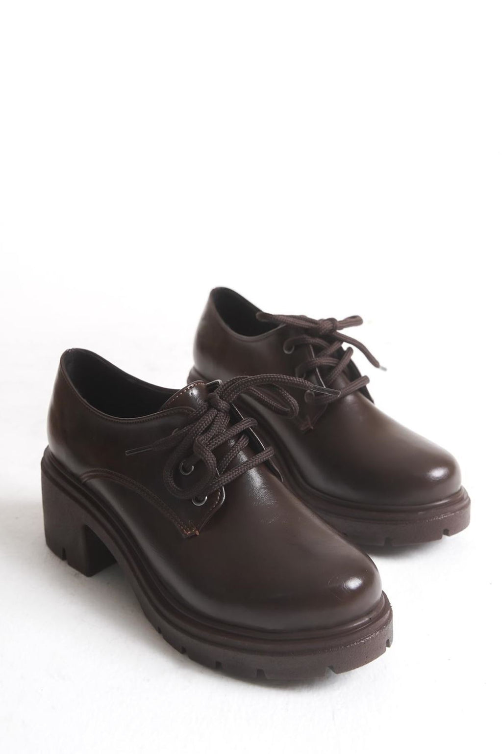 ZRİN-K-707 Premium Kahve Kırışık Rugan Ortopedik Tabanlı Bağcıklı Loafer