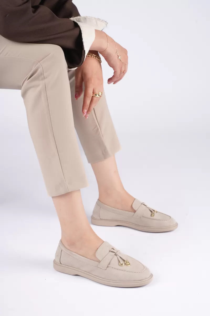 Braga Premium Günlük Bej Süet Loafer