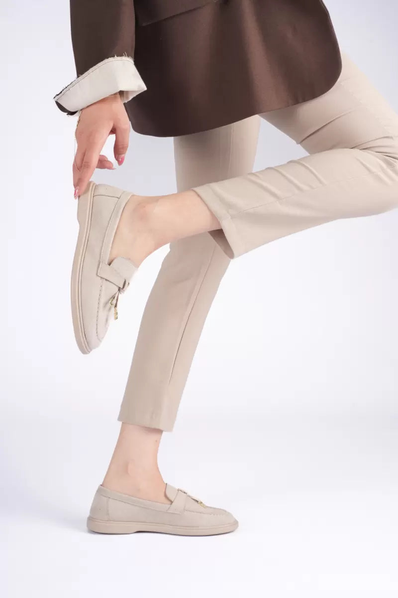 Braga Premium Günlük Bej Süet Loafer