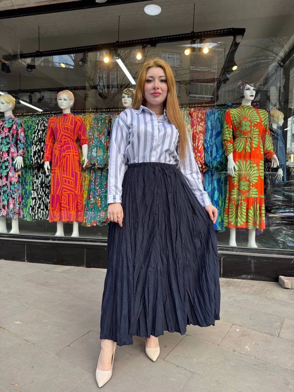 Kadın Beli Lastikli Rahat Kraş Etek Siyah
