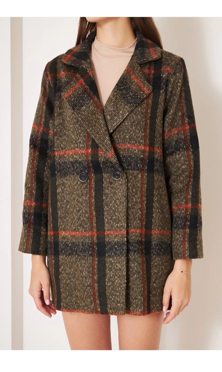 Women's Plaid Short Cashmere Coat