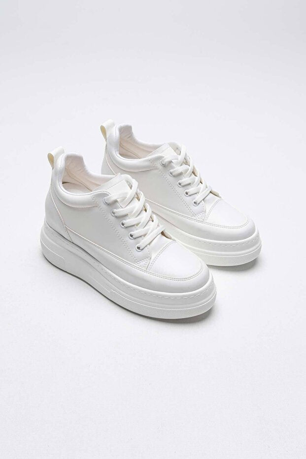 Alexis Premium 8 cm Gizli Topuk Kadın Beyaz Spor Ayakkabı