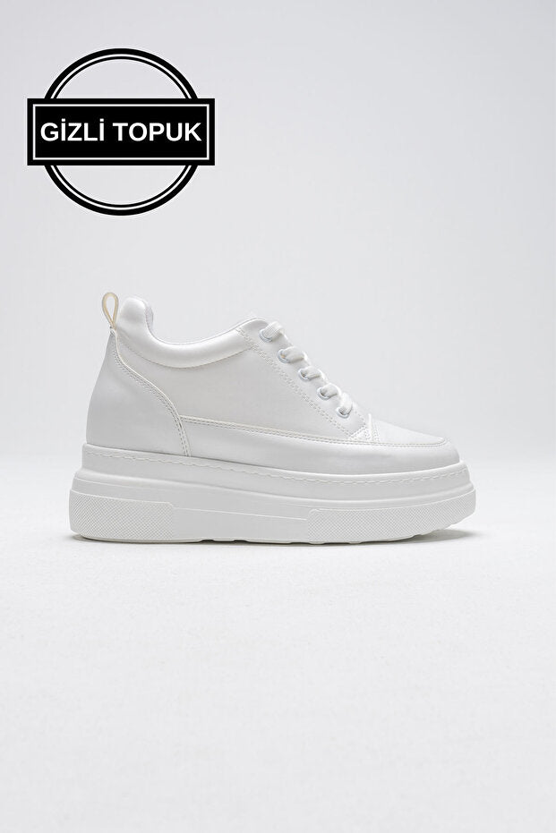 Alexis Premium 8 cm Gizli Topuk Kadın Beyaz Spor Ayakkabı