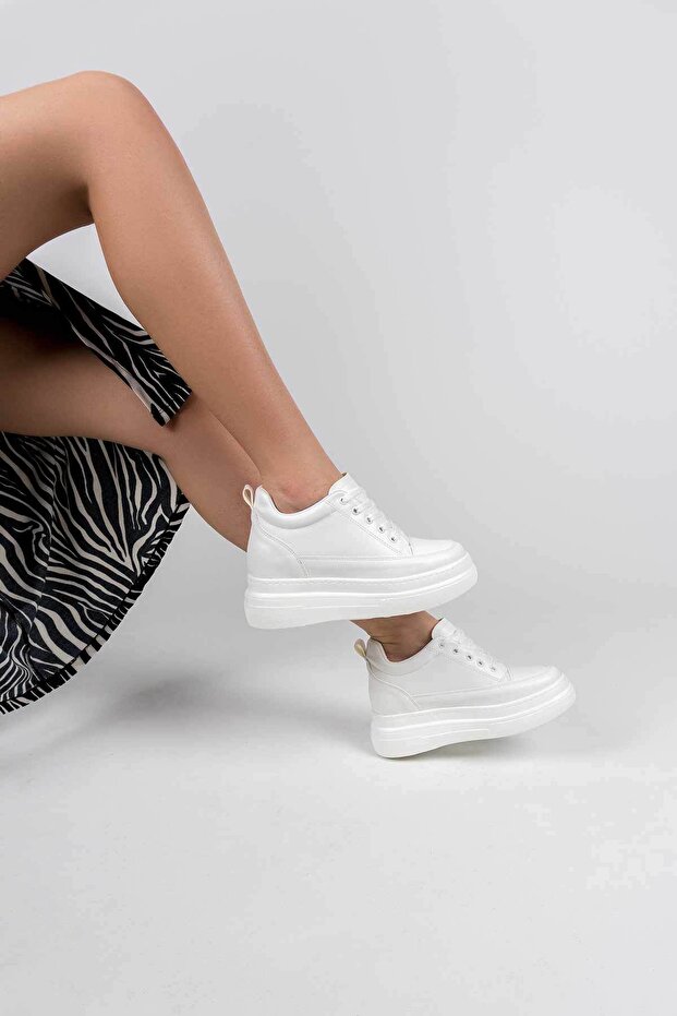 Alexis Premium 8 cm Gizli Topuk Kadın Beyaz Spor Ayakkabı