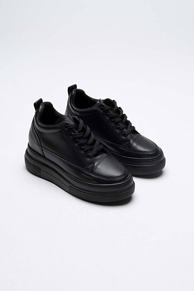 Alexis Premium 8 cm Gizli Topuk Siyah Kadın Spor Ayakkabı