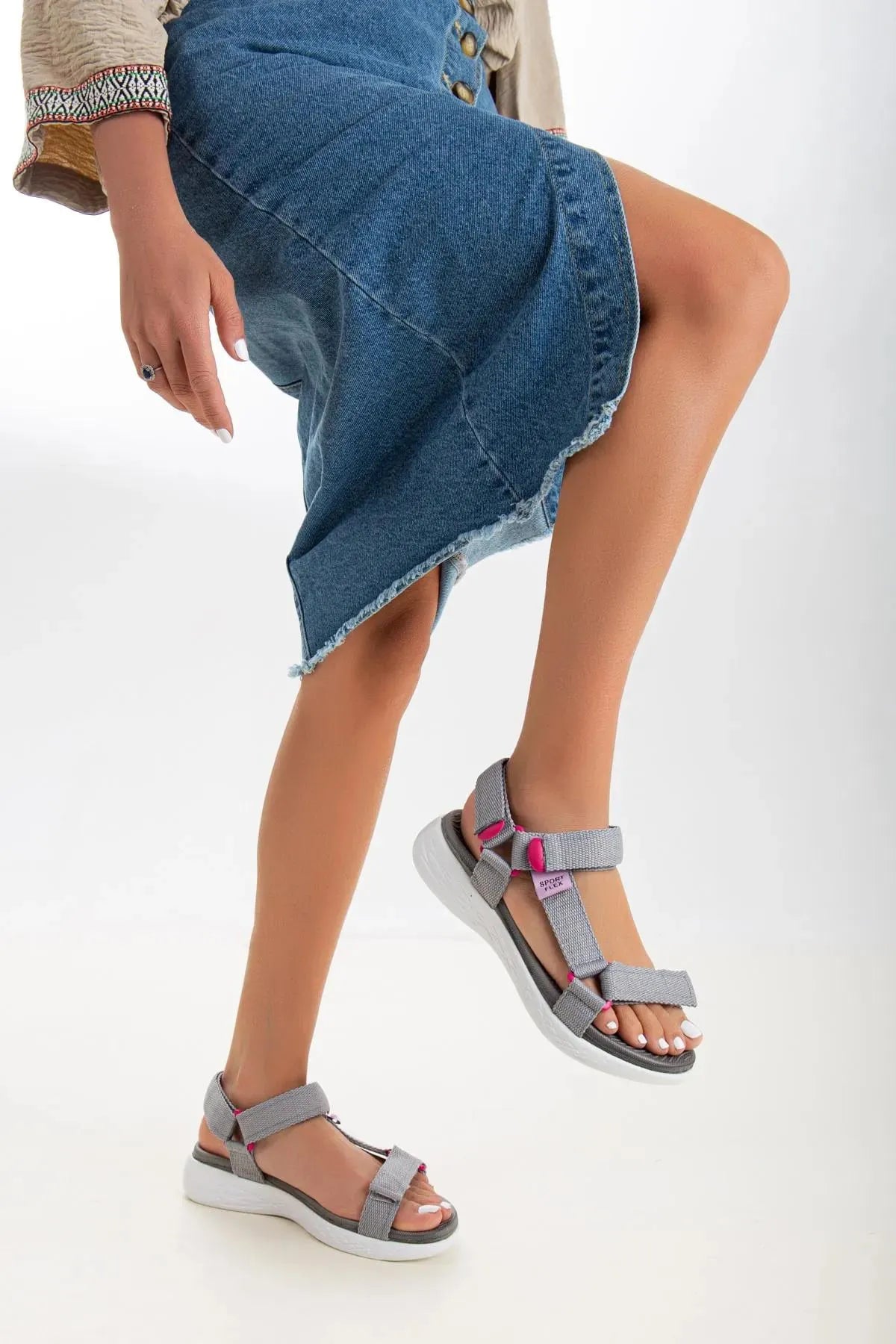 Sandals Comfortable Sole Velcro Daily Women's Sports Gray Sandals