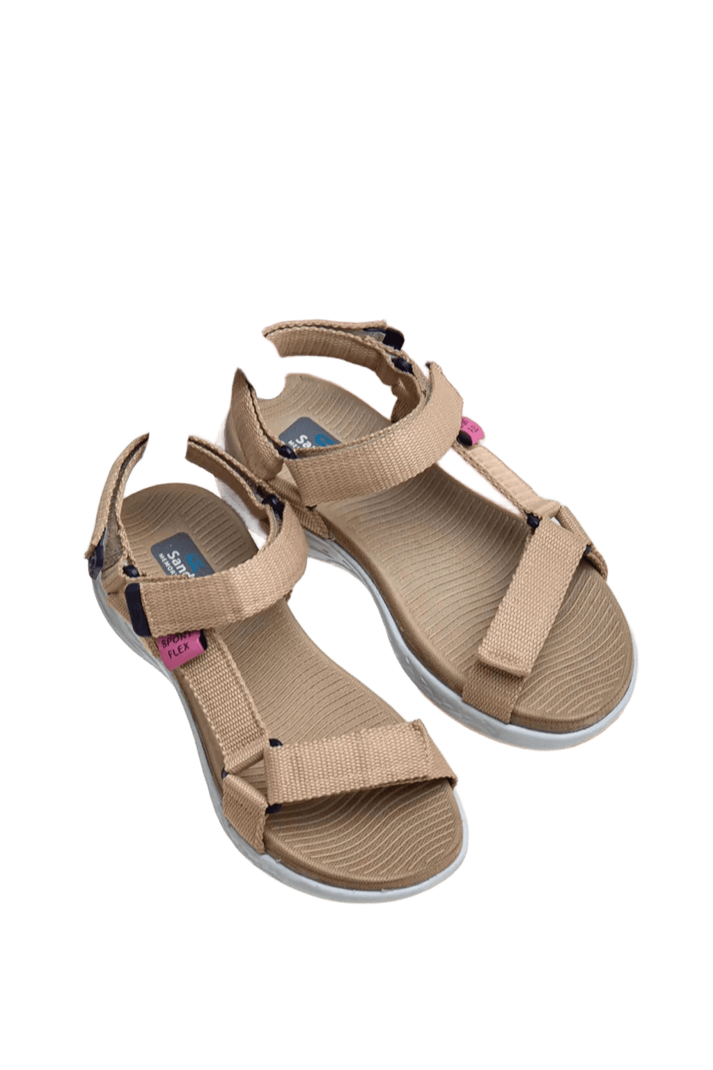 Sandals Rahat Taban Cırtlı Günlük Kadın Spor Krem Sandalet