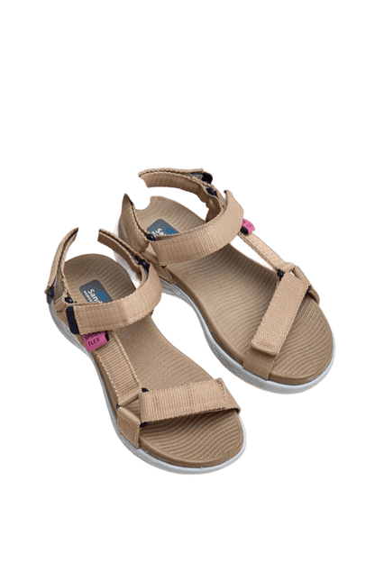 Sandals Rahat Taban Cırtlı Günlük Kadın Spor Krem Sandalet