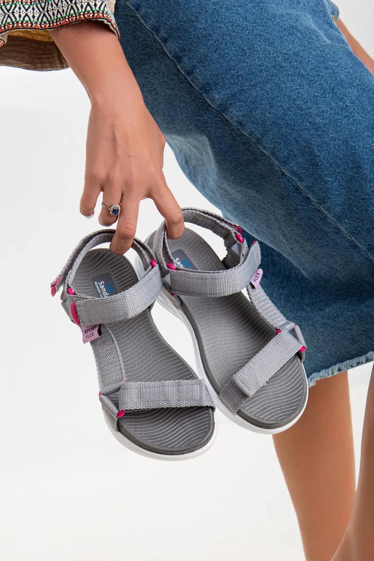 Sandals Comfortable Sole Velcro Daily Women's Sports Gray Sandals