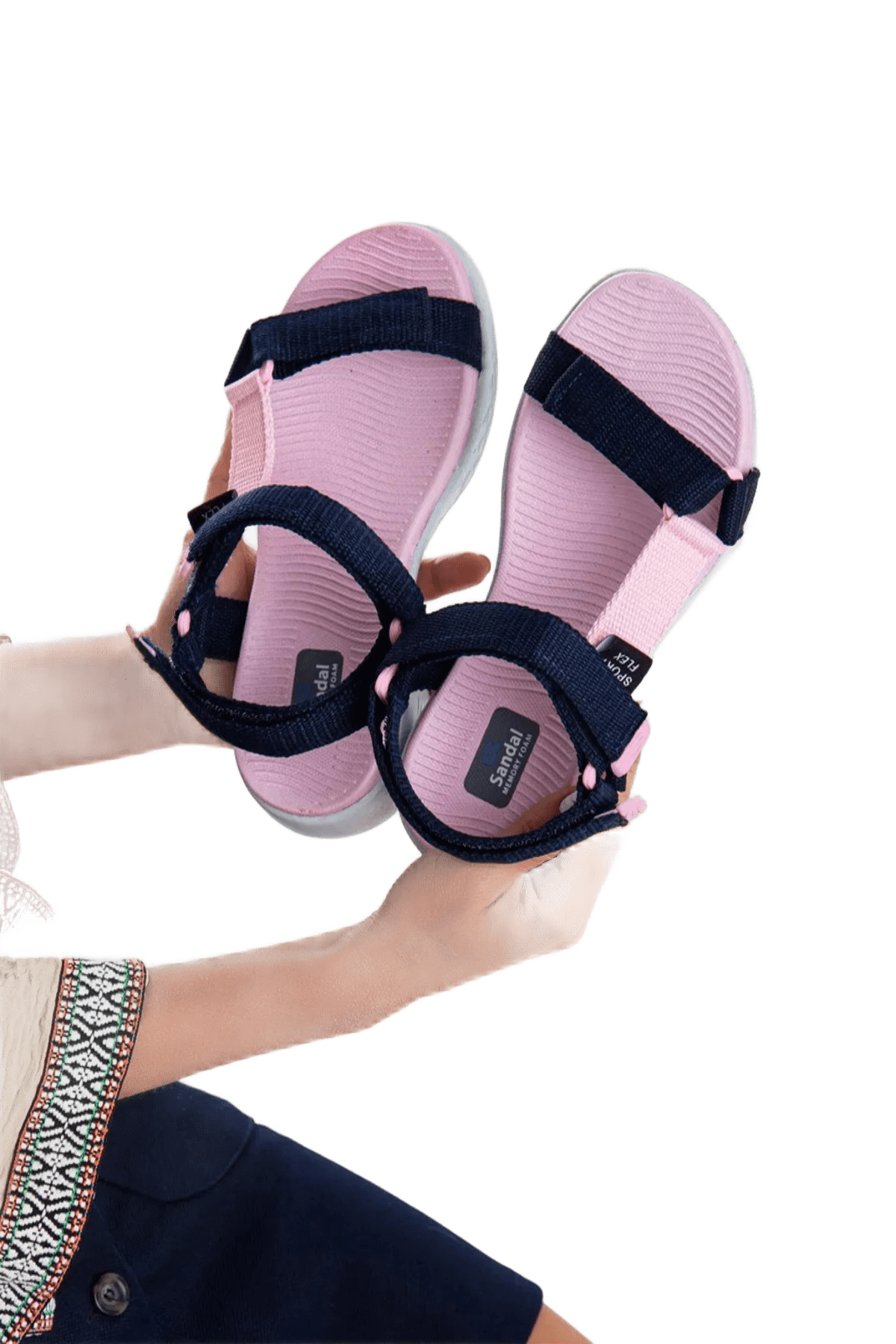 Sandals Comfortable Sole Velcro Daily Women's Sports Powder Navy Sandals