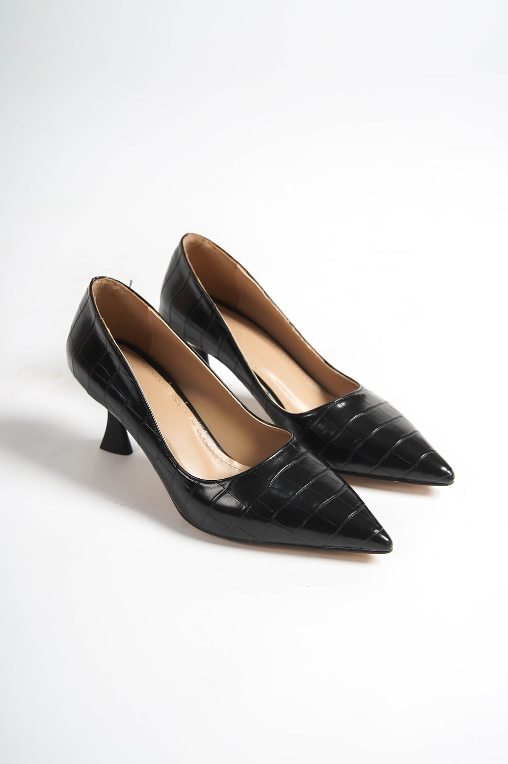Grasse Premium Kroko Siyah Topuklu Ayakkabı Stiletto
