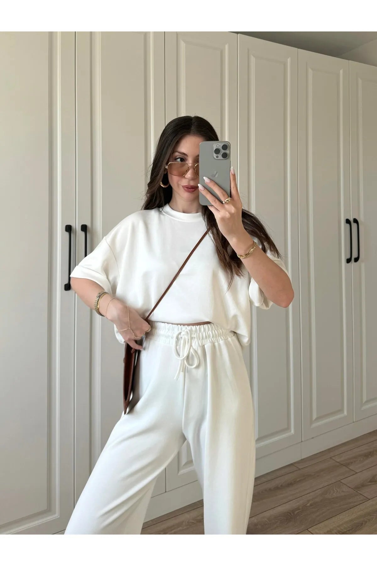 Women's Modal Oys Fabric Short Sleeve Tracksuit Bottom Top Set Burgundy White 