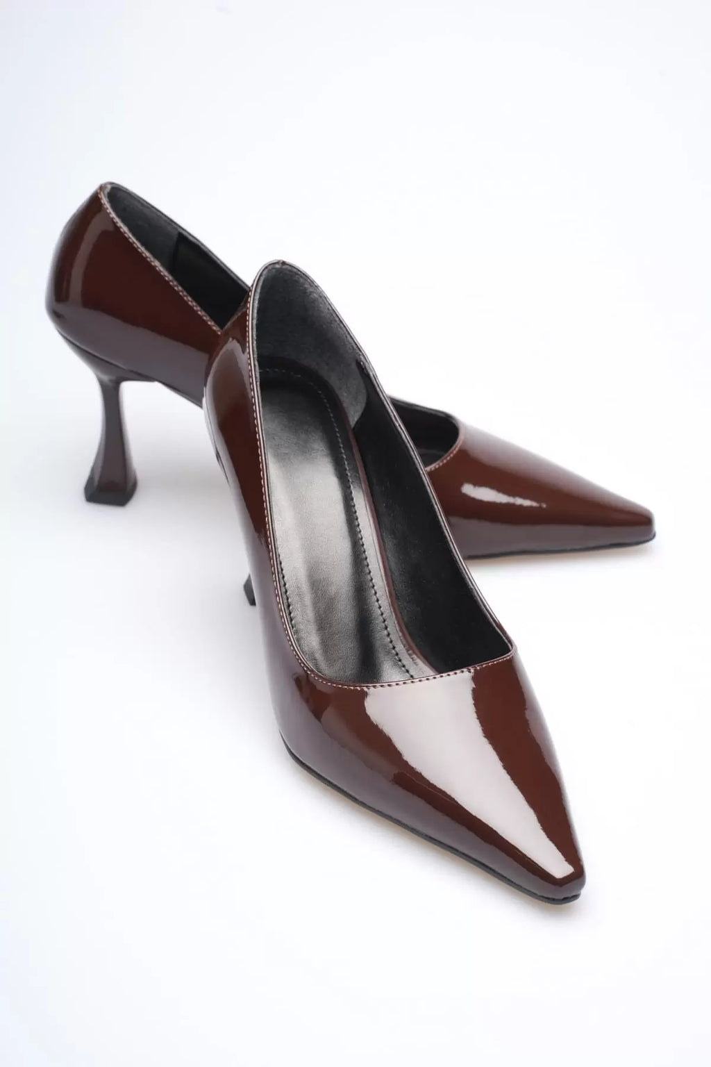 Cordelia Premium Rugan Acı Kahve Stiletto 7 cm