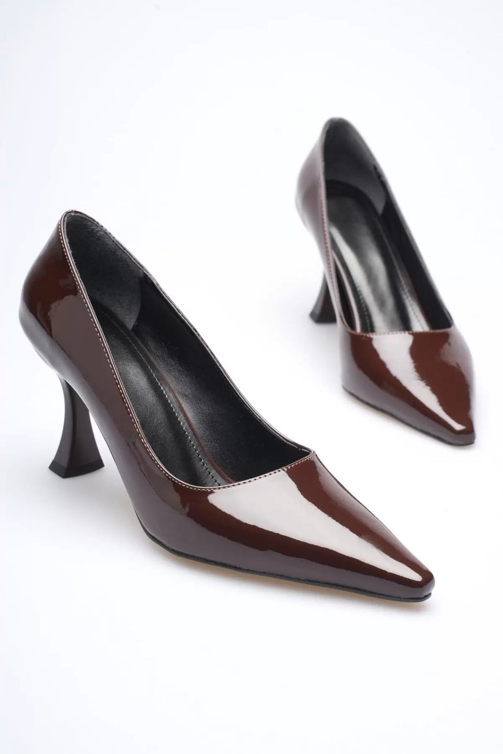 Cordelia Premium Rugan Acı Kahve Stiletto 7 cm
