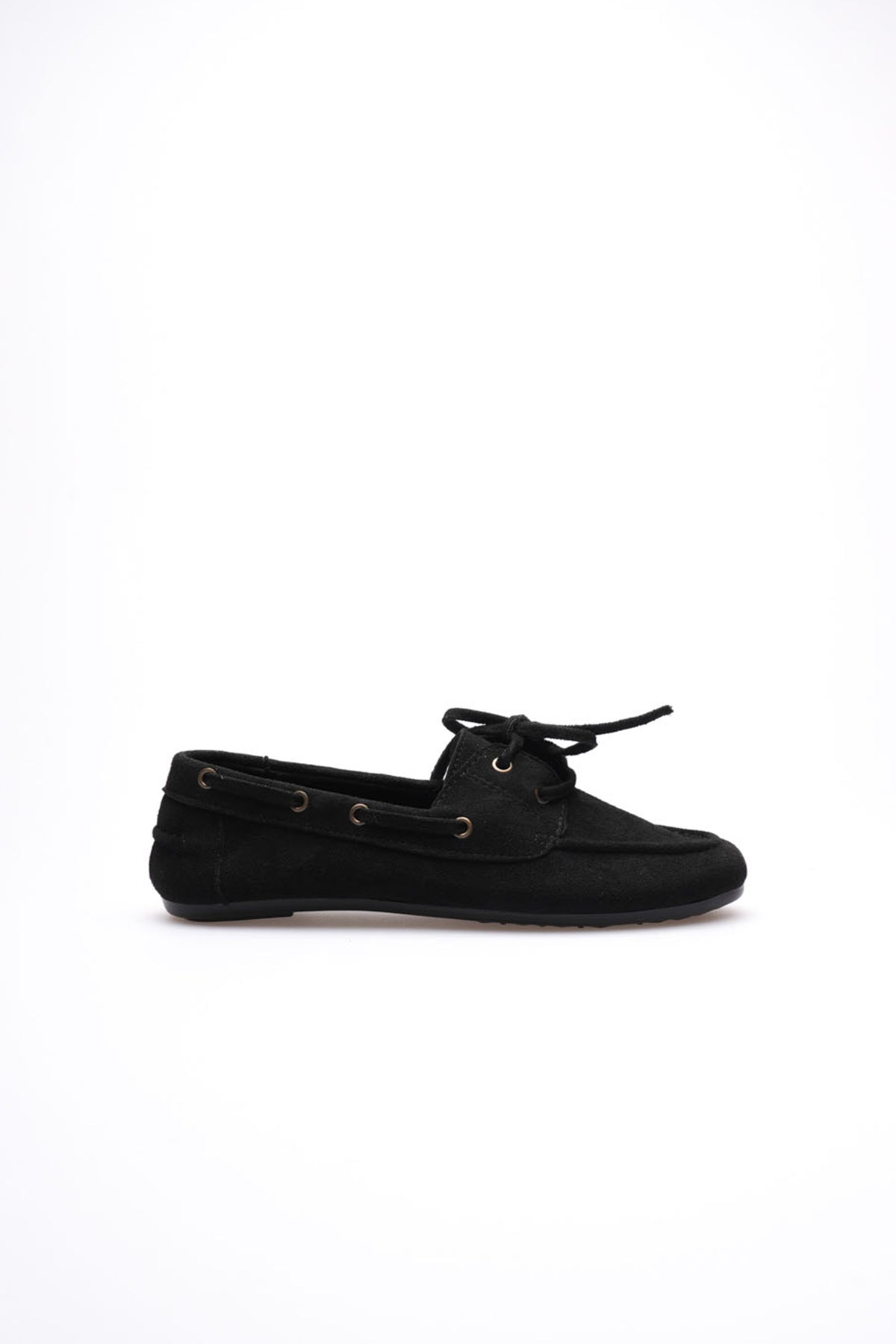 Sassani Premium Siyah Boncuklu Günlük Süet Loafer