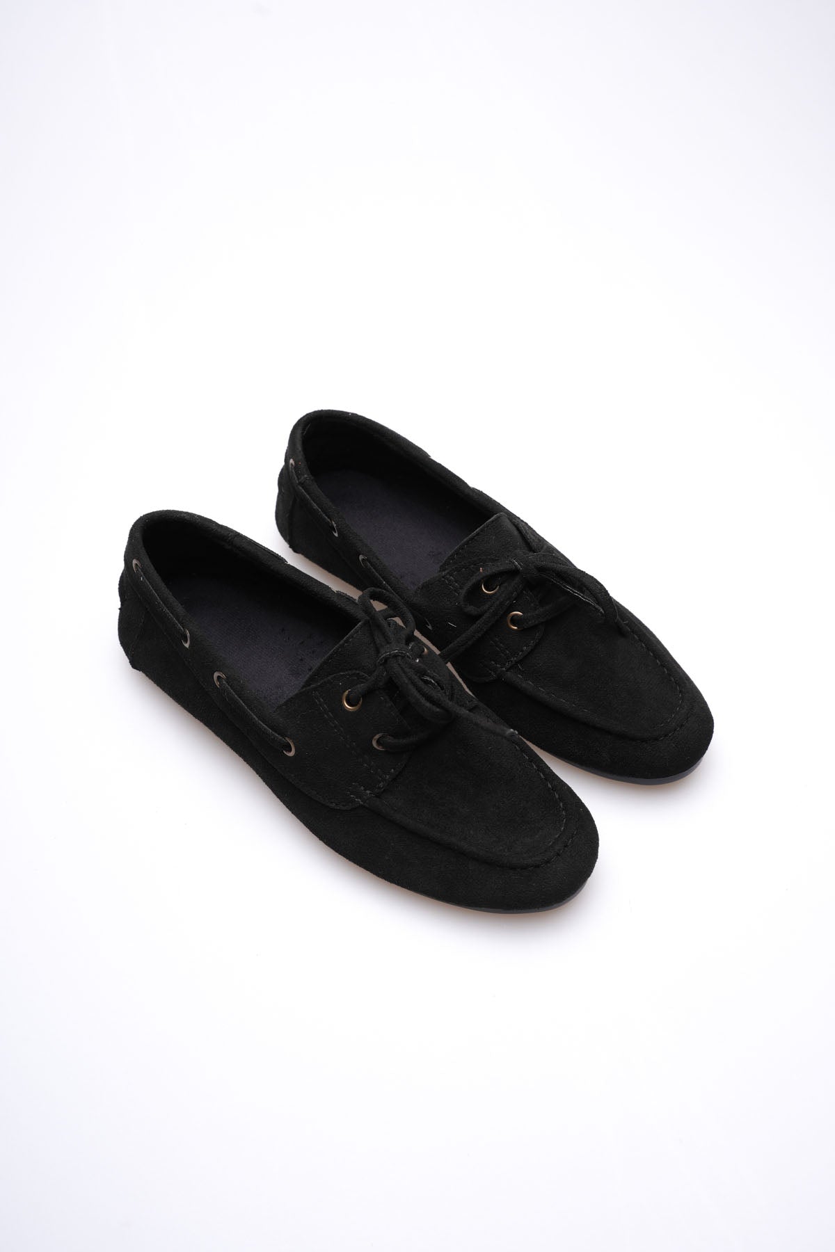 Sassani Premium Siyah Boncuklu Günlük Süet Loafer