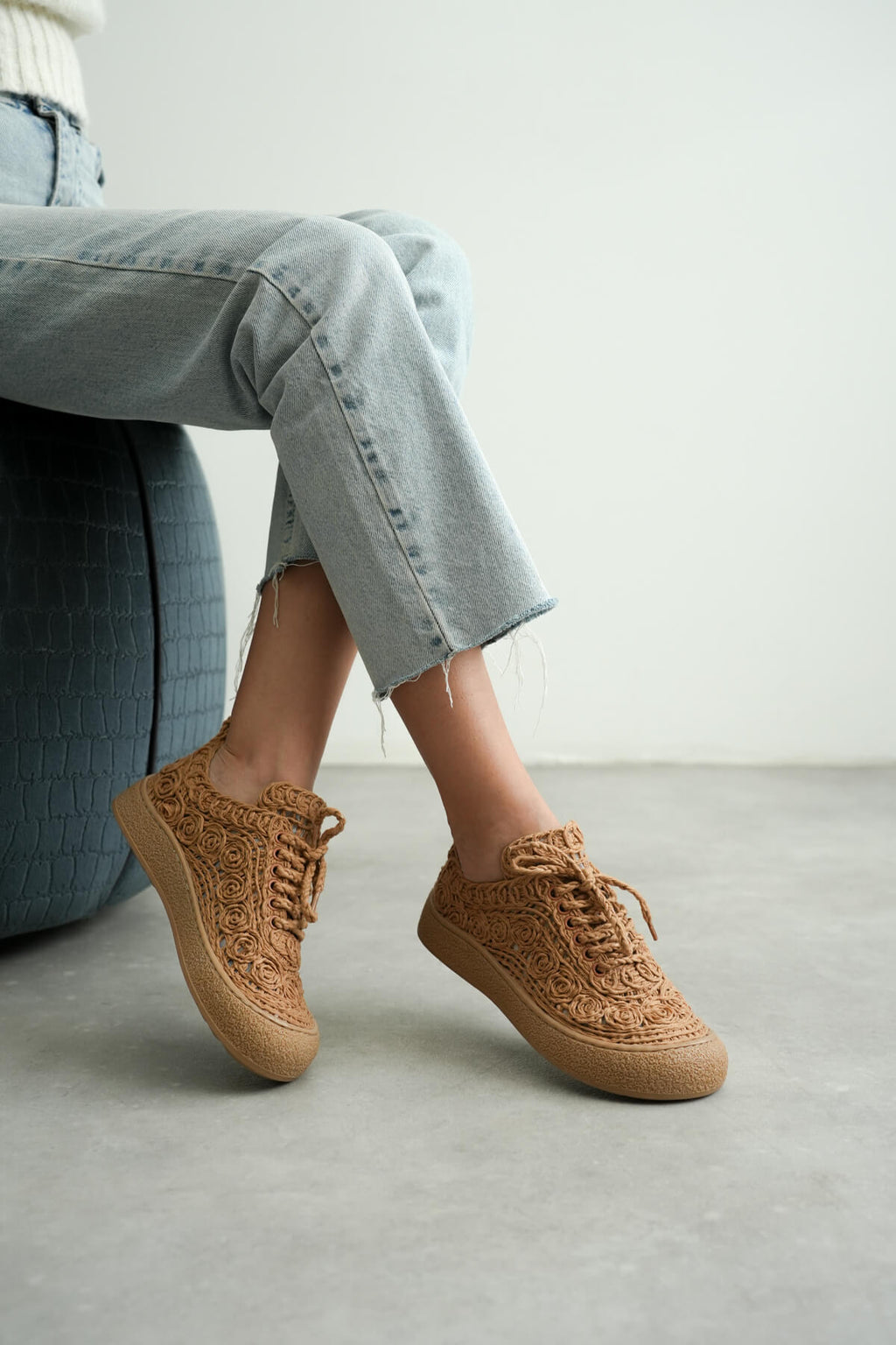 ZR01MY01 Premium Taba Örgü Detaylı Günlük Sneaker Rahat ve Hafif Kadın Spor Ayakkabı