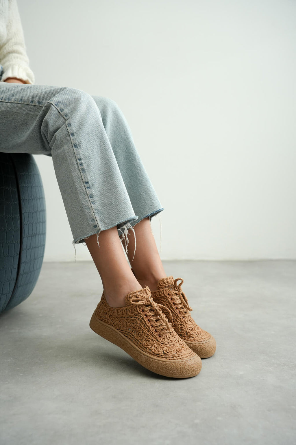 ZR01MY01 Premium Taba Örgü Detaylı Günlük Sneaker Rahat ve Hafif Kadın Spor Ayakkabı