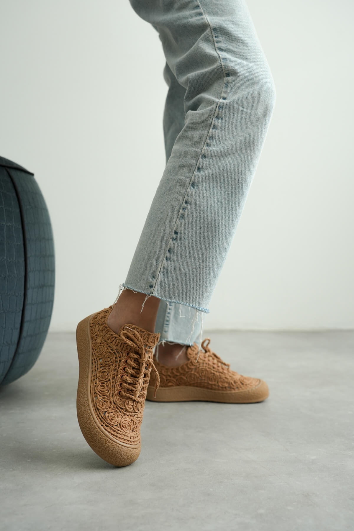 ZR01MY01 Premium Taba Örgü Detaylı Günlük Sneaker Rahat ve Hafif Kadın Spor Ayakkabı