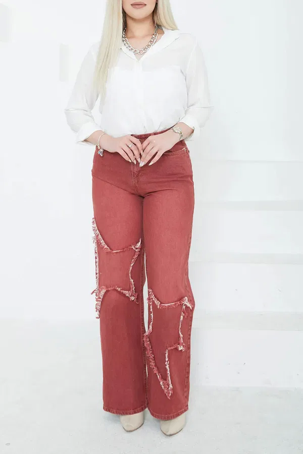 Women's High Waist Tassel Detailed Palazzo Jeans
