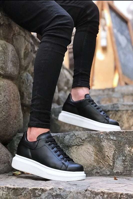 Bull Bağcıklı Tarz Erkek Rahat Siyah Beyaz Sneaker