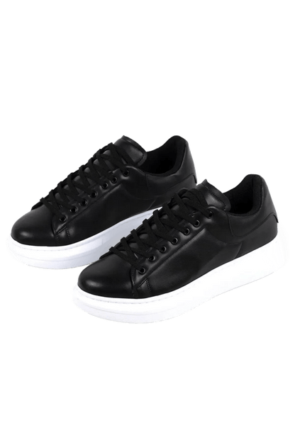 Bull Bağcıklı Tarz Erkek Rahat Siyah Beyaz Sneaker