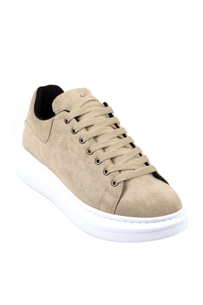 Bull Bağcıklı Tarz Erkek Rahat Krem Süet Sneaker