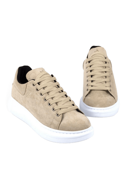 Bull Bağcıklı Tarz Erkek Rahat Krem Süet Sneaker