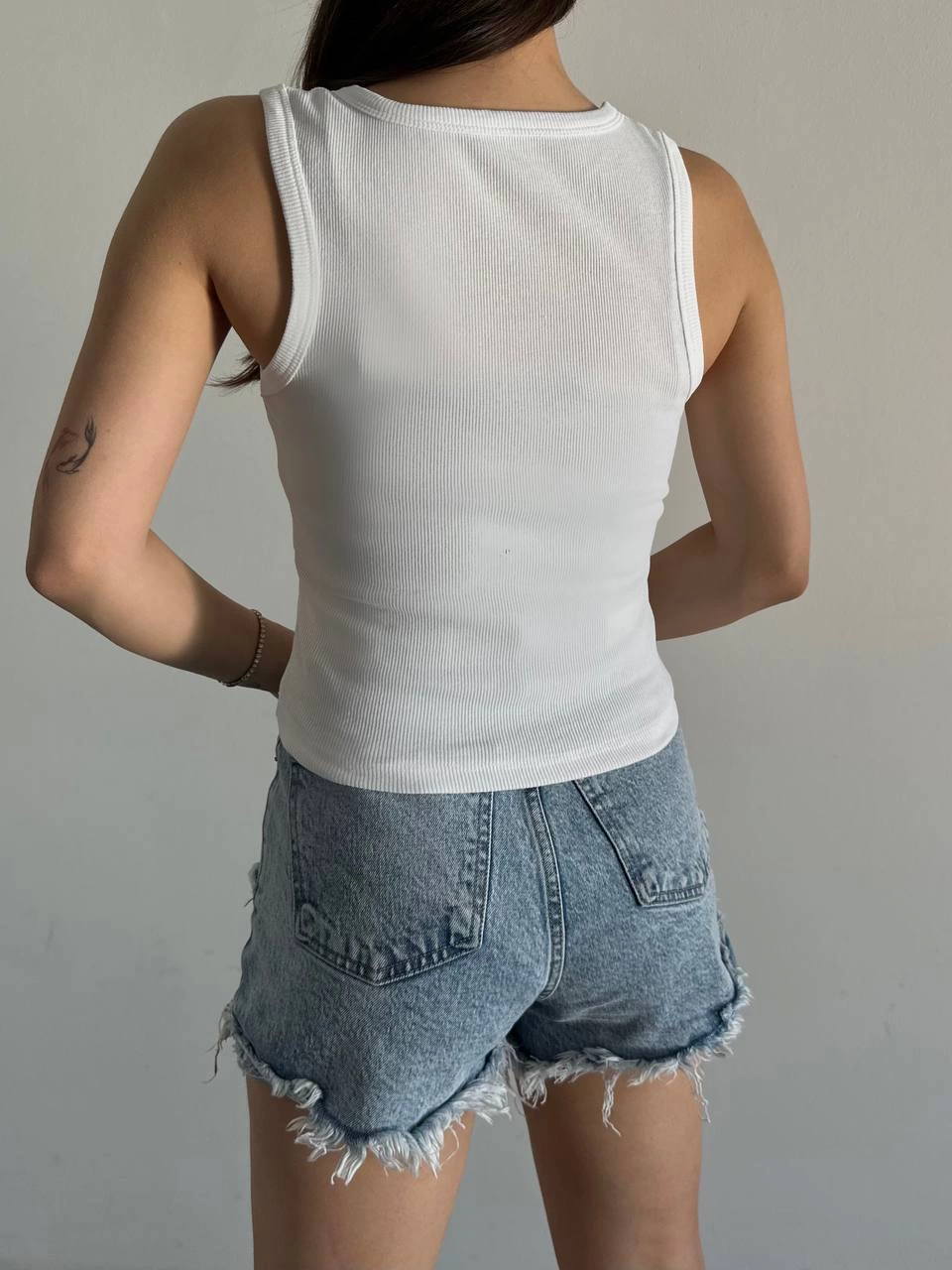 Halter Yaka Kalp Kanatlı Bluz Beyaz