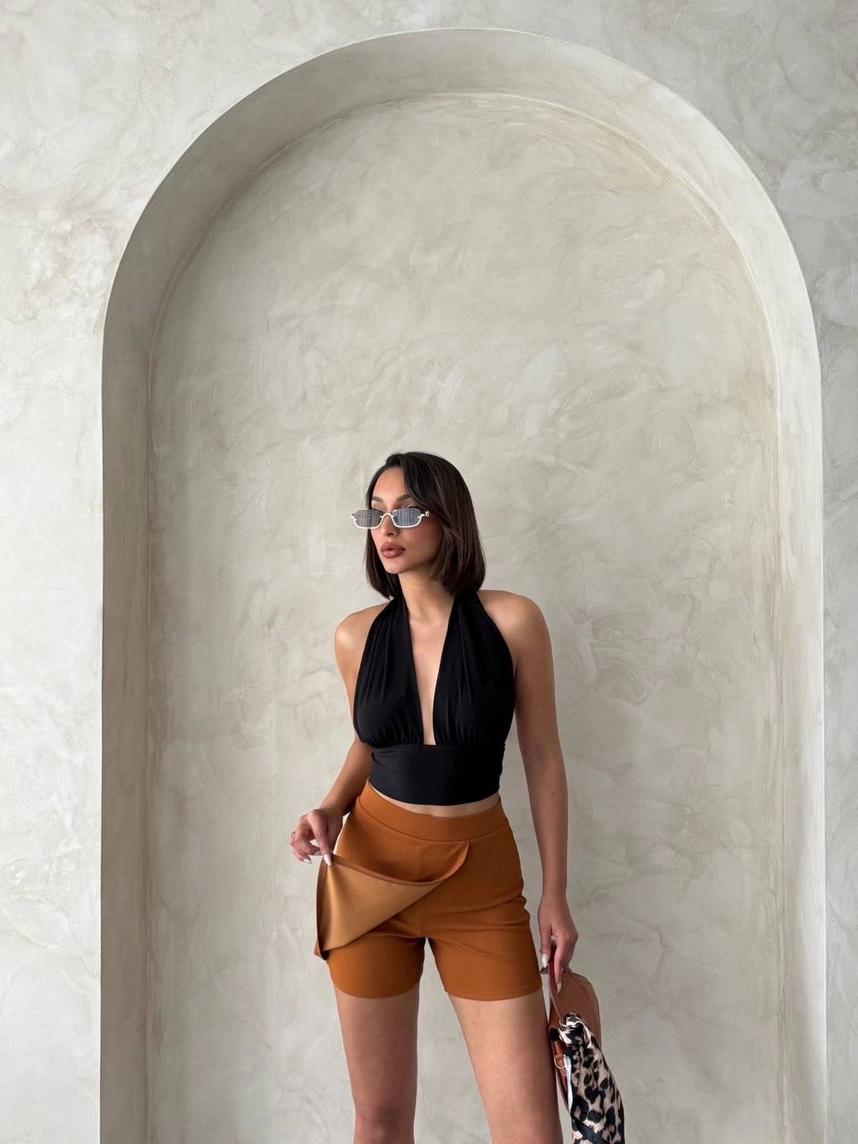 Camel Shorts Skirt with Cover