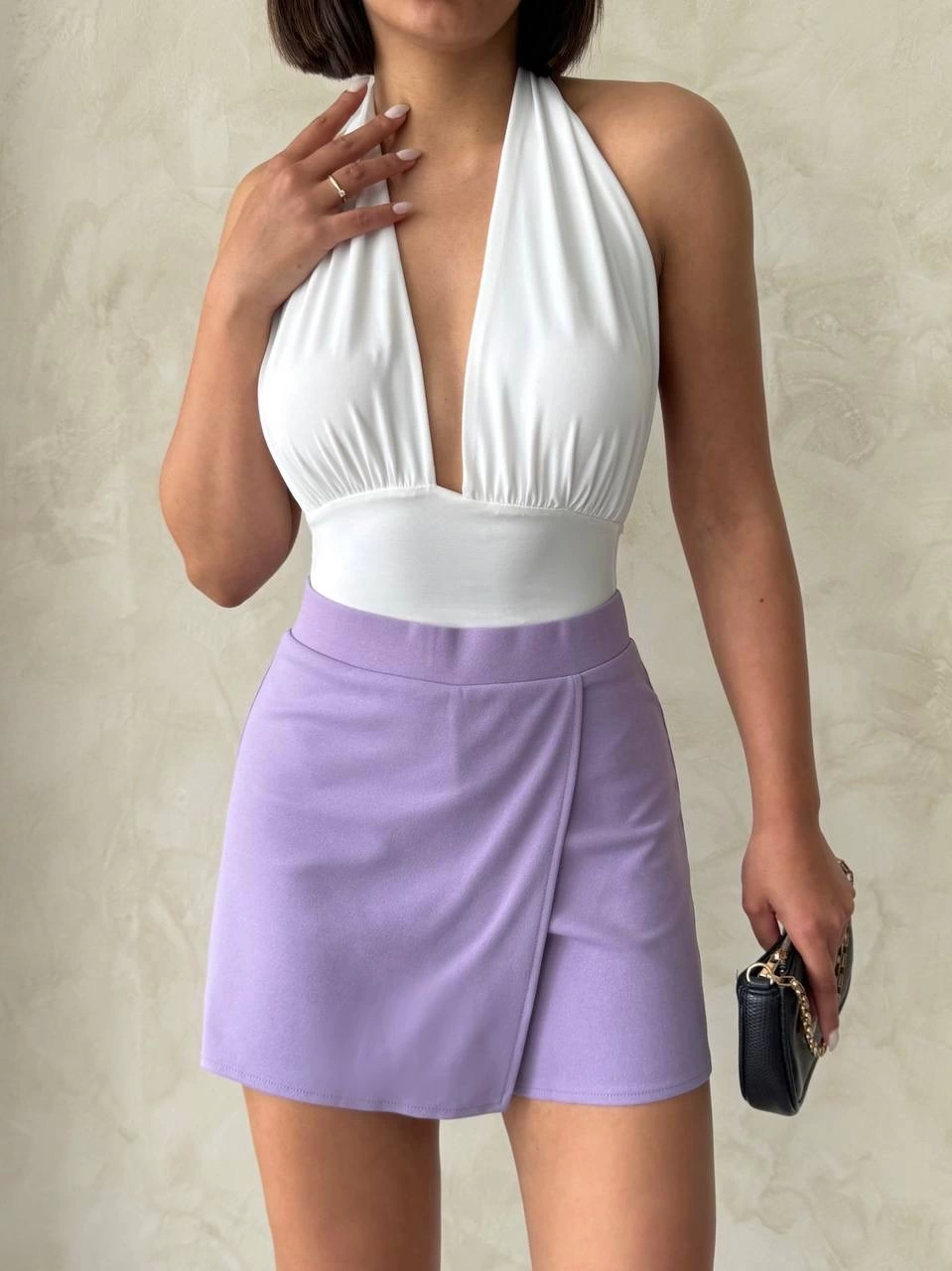 Lilac Shorts Skirt with Cover
